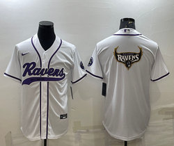 Nike Baltimore Ravens White Joint Team Logo Authentic Stitched baseball jersey