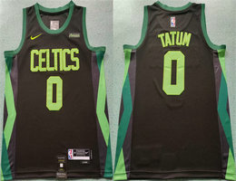 Nike Boston Celtics #0 Jayson Tatum Black 2024-25 City With Advertising Authentic Stitched NBA Jersey