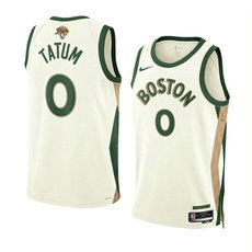 Nike Boston Celtics #0 Jayson Tatum Cream 2024 Finals City Stitched Basketball Jersey