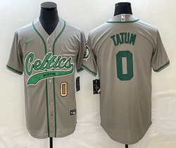 Nike Boston Celtics #0 Jayson Tatum Gray Joint Gold #0 front Authentic Stitched baseball jersey