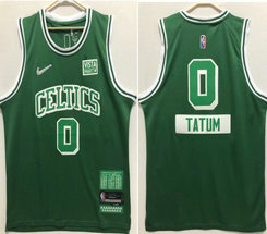 Nike Boston Celtics #0 Jayson Tatum Green 21-22 City 75th anniversary With Advertising Authentic Stitched NBA jersey