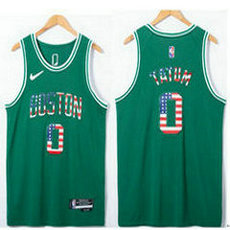 Nike Boston Celtics #0 Jayson Tatum Green 75th anniversary With Advertising Authentic Stitched NBA Jersey