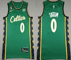 Nike Boston Celtics #0 Jayson Tatum Green City 6 Patch 2022-23 With Advertising Authentic Stitched NBA Jersey