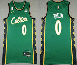 Nike Boston Celtics #0 Jayson Tatum Green City 6 Patch 2022-23 With Advertising Authentic Stitched NBA Jersey