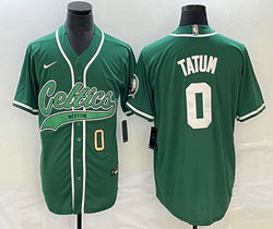 Nike Boston Celtics #0 Jayson Tatum Green Joint Gold #0 front Authentic Stitched baseball jersey