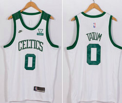 Nike Boston Celtics #0 Jayson Tatum White 2021-22 With Advertising Authentic Stitched NBA Jersey