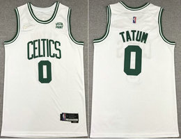 Nike Boston Celtics #0 Jayson Tatum White 75th anniversary With Advertising Authentic Stitched NBA jersey