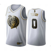 Nike Boston Celtics #0 Jayson Tatum White Gold Game Authentic Stitched NBA jersey