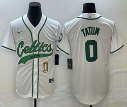 Nike Boston Celtics #0 Jayson Tatum White Joint Gold #0 front Authentic Stitched baseball jersey