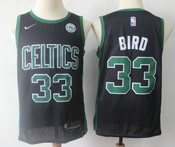 Nike Boston Celtics #33 Larry Bird Black Game With Advertising Authentic Stitched NBA Jersey