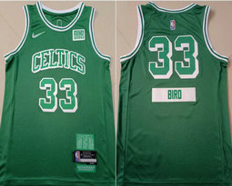 Nike Boston Celtics #33 Larry Bird Green 75th anniversary With Advertising Authentic Stitched NBA Jersey