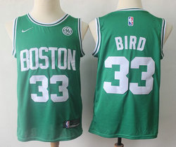 Nike Boston Celtics #33 Larry Bird Green Game With Advertising Authentic Stitched NBA Jersey