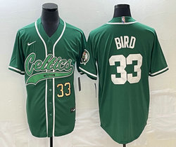 Nike Boston Celtics #33 Larry Bird Green Joint Gold #33 Front Authentic Stitched baseball jersey