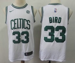 Nike Boston Celtics #33 Larry Bird White Game With Advertising Authentic Stitched NBA Jersey