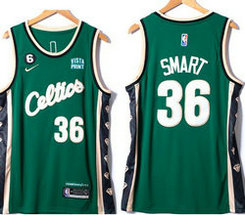 Nike Boston Celtics #36 Marcus Smart Green City 6 Patch 2022-23 With Advertising Authentic Stitched NBA Jersey