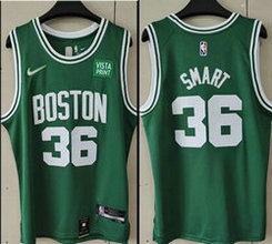Nike Boston Celtics #36 Marcus Smart Green Game With Advertising Authentic Stitched NBA Jersey