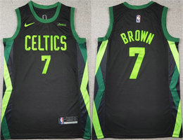 Nike Boston Celtics #7 Jaylen Brown Black 2024 City With Advertising Stitched NBA Jersey