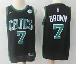Nike Boston Celtics #7 Jaylen Brown Black Game With Advertising patch Authentic Stitched NBA Jersey