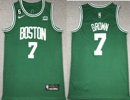 Nike Boston Celtics #7 Jaylen Brown Green 6 Patch With Advertising Authentic Stitched NBA Jersey