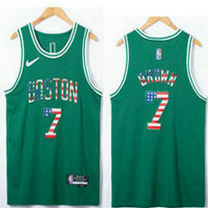 Nike Boston Celtics #7 Jaylen Brown Green 75th anniversary With Advertising Authentic Stitched NBA Jersey