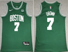 Nike Boston Celtics #7 Jaylen Brown Green 75th anniversary With Advertising Authentic Stitched NBA Jersey