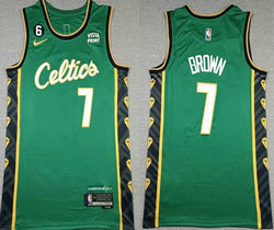 Nike Boston Celtics #7 Jaylen Brown Green City 6 Patch 2022-23 With Advertising Authentic Stitched NBA Jersey