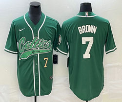 Nike Boston Celtics #7 Jaylen Brown Green Joint Gold #33 front Authentic Stitched baseball jersey