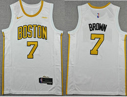 Nike Boston Celtics #7 Jaylen Brown White 2026 City With Advertising Jersey