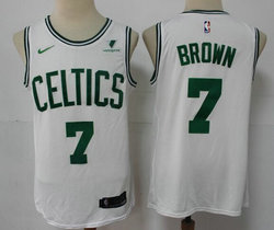 Nike Boston Celtics #7 Jaylen Brown White Game 2020-21 With Advertising patch Authentic Stitched NBA Jersey