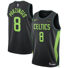 Nike Boston Celtics #8 Kristaps Porzi??is Black 2024-25 City Authentic Stitched NBA Jersey