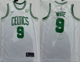 Nike Boston Celtics #9 Derrick White White With Advertising Authentic Stitched NBA Jersey