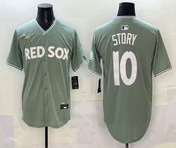 Nike Boston Red Sox #10 Trevor Story Green City Authentic Stitched MLB Jersey