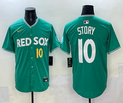 Nike Boston Red Sox #10 Trevor Story Green City #10 front Jersey