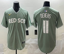 Nike Boston Red Sox #11 Rafael Devers Green City Authentic Stitched MLB Jersey