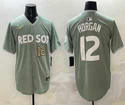 Nike Boston Red Sox #12 Steve Horgan Green City #12 front Jersey