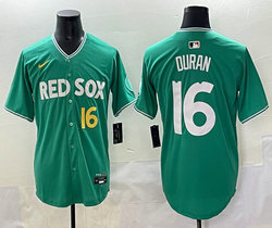 Nike Boston Red Sox #16 Jarren Duran #16 front Green City Jersey
