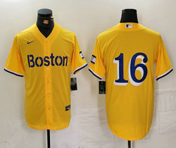 Nike Boston Red Sox #16 Jarren Duran Gold City Game Authentic stitched MLB jersey