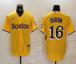 Nike Boston Red Sox #16 Jarren Duran Gold City With Name Game Authentic stitched MLB jersey