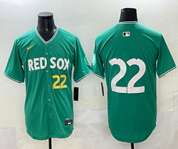 Nike Boston Red Sox #22 Garrett Whitlock (no name) Gold 22 front Green City MLB Jersey