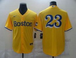 Nike Boston Red Sox #23 Luis Tiant Gold 2021 City Authentic stitched MLB jersey