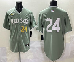 Nike Boston Red Sox #24 no name Green 24 front City Stitched MLB Jersey