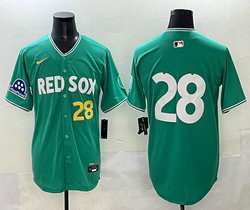Nike Boston Red Sox #28 Kristian Campbell (no name) Gold 28 front Green City With Mass Mutual Patch Jersey