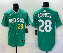 Nike Boston Red Sox #28 Kristian Campbell Green City 28 front Jersey