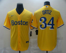 Nike Boston Red Sox #34 David Ortiz Gold 2021 City With Name Authentic stitched MLB jersey