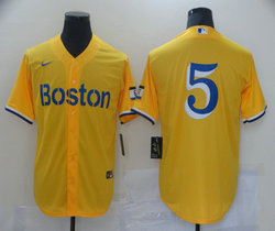 Nike Boston Red Sox #5 Enrique Hernandez no name Gold 2021 City Authentic stitched MLB jersey
