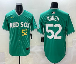 Nike Boston Red Sox #52 Wilyer Abreu (no name) #52 front Green City Jersey