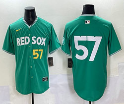 Nike Boston Red Sox #57 Greg Weissert Green no name 57 front City MLB Jersey