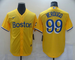 Nike Boston Red Sox #99 Alex Verdugo Gold 2021 City Authentic stitched MLB jersey