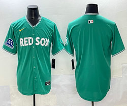 Nike Boston Red Sox Blank Green City With Mass Mutual Patch Authentic Stitched MLB Jersey