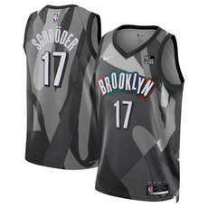 Nike Brooklyn Nets #17 Dennis Schr?der Gray 2024-25 City Edition Stitched Basketball Jersey
